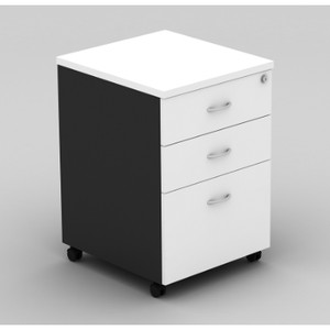 OM MOBILE PEDESTAL 1 FILING 2 STATIONERY DRAWERS WHITE CHARCOAL 468W X 510D x 685H
