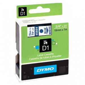 DYMO D1 LABELLING TAPE CASSETTES 19mmx7m Blue on White Tape S0720840