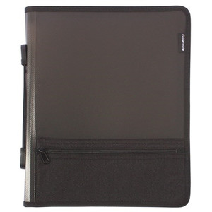 Bantex Zipper Binder Folio w/zip pouch PP A4 2-O Ring 25mm - Smoke (20750)