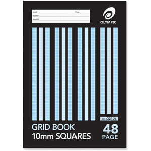 OLYMPIC GRID BOOK G2104 225 x 175mm, 48 Pages, 10mm Grid Ruled