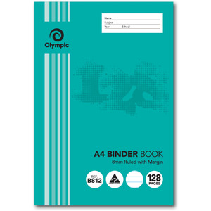 Olympic Binder Book B812 A4 128 Page 8mm with Margin (140833)