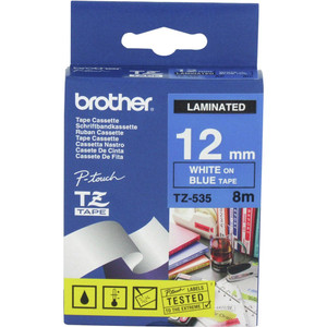 BROTHER TZE535 PTOUCH TAPE 12MMx8M White on Blue Tape TZE-535