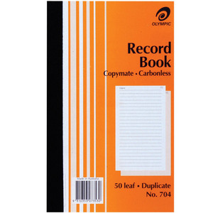 OLYMPIC  142789  CARBONLESS RECORD BOOKS 704 Dup 200x125mm