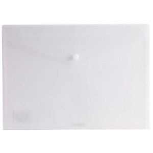 Osmer Plastic Document Wallet with Button Closure A4, Clear ** See Also DEL-E5505CL **
