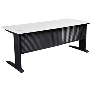 SUMMIT DESK COMPLETE Black Frame, Modesty Panel 1800mm White Top