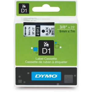 DYMO D1 LABELLING TAPE CASSETTES 9mmx7m Black on White Tape SD41913
