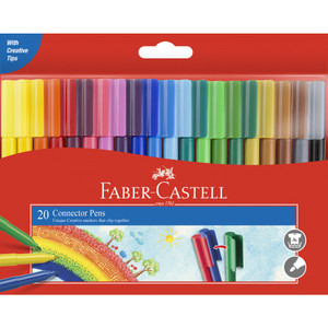Faber-Castell Connector Pen Colour Markers, Assorted Pack of 20 (11-200-A)