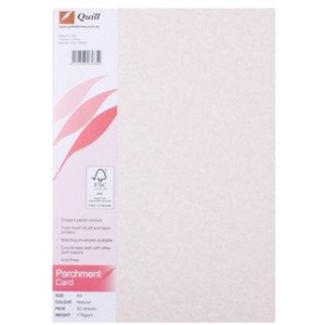 Quill Parchment Board 176gsm A4 - Natural, Pack of 50 (06085)