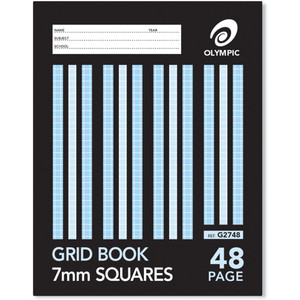 OLYMPIC GRID BOOK G2748 225 x 175mm, 48 Pages, 7mm Grid Ruled