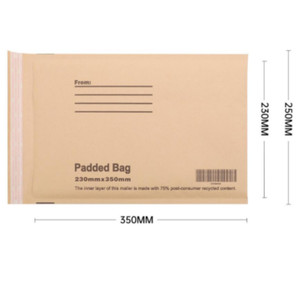 Paper Bubble Padded Bags 230 X 350 X 50mm Flap Brown - (PB04PCR) JL4 Equivalent, Box of 100
