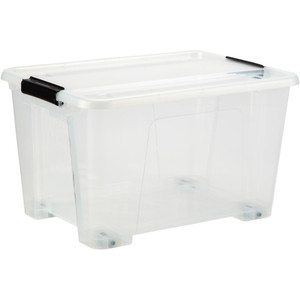 HENLEDAR STORAGE BOX Transparent Lid & Body 32L Black Handle & Wheels