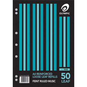 OLYMPIC REINFORCED REFILLS A4 297x210mm Ruled Music (Pack of 50)