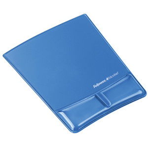 FELLOWES WRIST SUPPORT & MOUSE PAD Gel Clear Blue