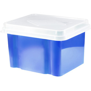 ITALPLAST 32 Litre Storage / File Box - Blueberry Base / Clear Lid, Each