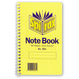 SPIRAX NOTEBOOKS 561 147mm x 87mm 96pg Side Opening 5mm Ruled