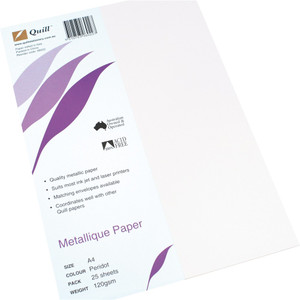 Quill Metallique Paper 120gsm A4 Peridot, Pack of 25 (06022)