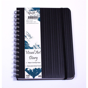 QUILL PREMIUM VISUAL ART DIARY A5 125gsm 120 Page Black