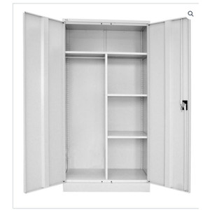 GO STEEL WARDROBE CUPBOARD Metal Combination 1830mm H x 910mm W x 450mm D -Silver Grey