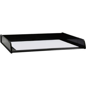 ITALPLAST A3 Stackable Document Tray with Divider - Black, Each