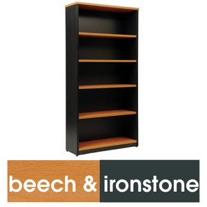 LOGAN BOOKCASE 1800X900 4 Shelf Beech & Ironstone