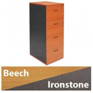 LOGAN FILING CABINET 4 Drawer Beech & Ironstone