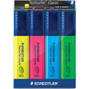 Staedtler 364 Textsurfer Classic Highlighters - Wallet of 4 Assorted Colours
