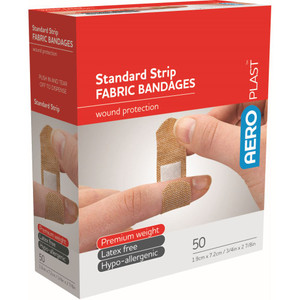 AEROPLAST Premium Fabric Standard Strip 7.2 x 1.9cm, Box of 50