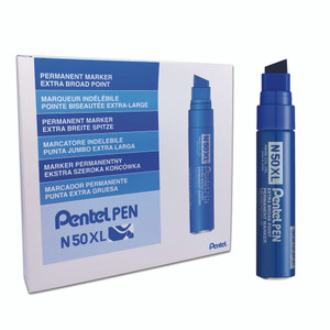 Pentel N50XL Jumbo Permanent Marker Chisel Point 10.0-18.0mm Blue, Each (Old Ref: M180)