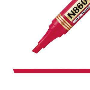 Pentel N860 Permanent Marker Chisel Point 1.5-4.5mm Red, Box of 12