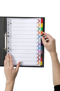 MARBIG PLASTIC COLOURED TABBED MANILLA DIVIDERS 1-12 Tab A4