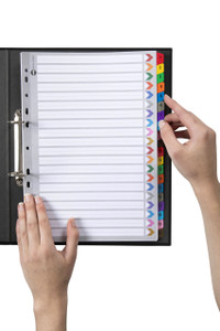 MARBIG PLASTIC COLOURED TABBED MANILLA DIVIDERS 1-20 Tab A4