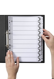 MARBIG PLASTIC BLACK/WHITE TABBED MANILLA DIVIDERS 1-10 Tab A4 Black/White