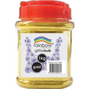 Rainbow Glitter Fine & Coarse Mix Bulk 1 Kg Jar Gold, Each ** ETA 25/3/2026 **