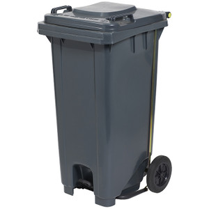 Wheelie Rubbish Bin With Pedal 120 Litre Dark Grey, Each