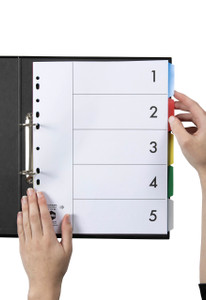 MARBIG POLYPROPYLENE DIVIDERS 5 Tab A4 Multi-Colour Extra Wide