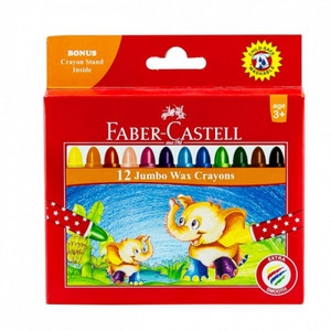 FABER-CASTELL JUMBO WAX CRAYONS 12 Assorted Colours (21-120037)