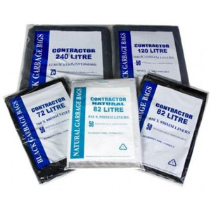 PLASTIC BINLINER RUBBISH BAGS 240L BLACK 40UM 10240LT40 LDBIN240RE (Extra Thick Extra Heavy Duty) (Pack of 100)