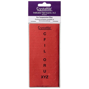CRYSTALFILE TAB INSERTS A-Z Red, Pk60