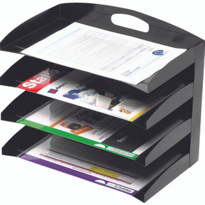 MARBIG METAL STATIONERY RACKS 4 Tier Black W387xD234xH324mm