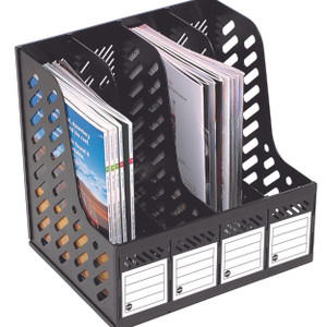 MARBIG SECTIONED MAGAZINE RACKS Black 4 Section