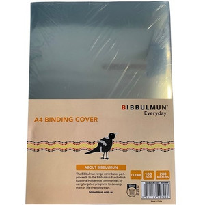 BIBBULMUN BINDING COVERS A4 Clear 200 Micron Pack of 100