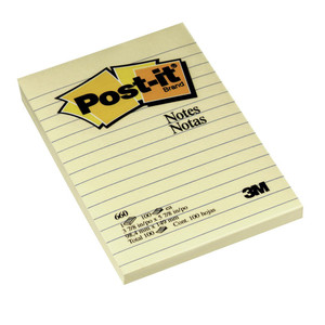 POST-IT 660 NOTES ORIGINAL Lined, 100 Sheets, 98x149mm, Yellow