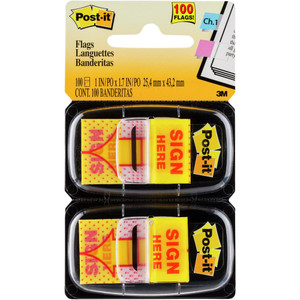 POST-IT 680-SH2 FLAGS Sign Here Yellow 25x43mm Pack of 2