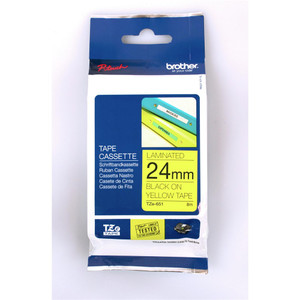 BROTHER TZE-651 PTOUCH TAPE 24mm x 8mtr Black On Yellow