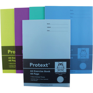 PROTEXT EXERCISE BOOK A4 48pgs 9mm Dotted Thirds - Beetle