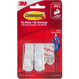 COMMAND 17002 SMALL HOOKS With Adhesive 2 Pack