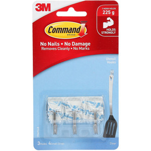 COMMAND CLEAR UTENSIL HOOK 3 Pack 17067CLR
