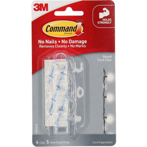 3M CORD CLIPS & BUNDLERS WITH COMMAND ADHESIVE No. 17017 4 Cord Clips, 5 Strips