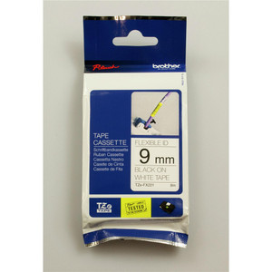 BROTHER TZE-FX221 PTOUCH TAPE 9mm x 8mtr Black On White Flexible