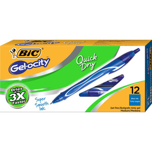 BIC GELOCITY/INTENSITY GEL PEN Retractable 0.7mm Medium Blue Pack of 12